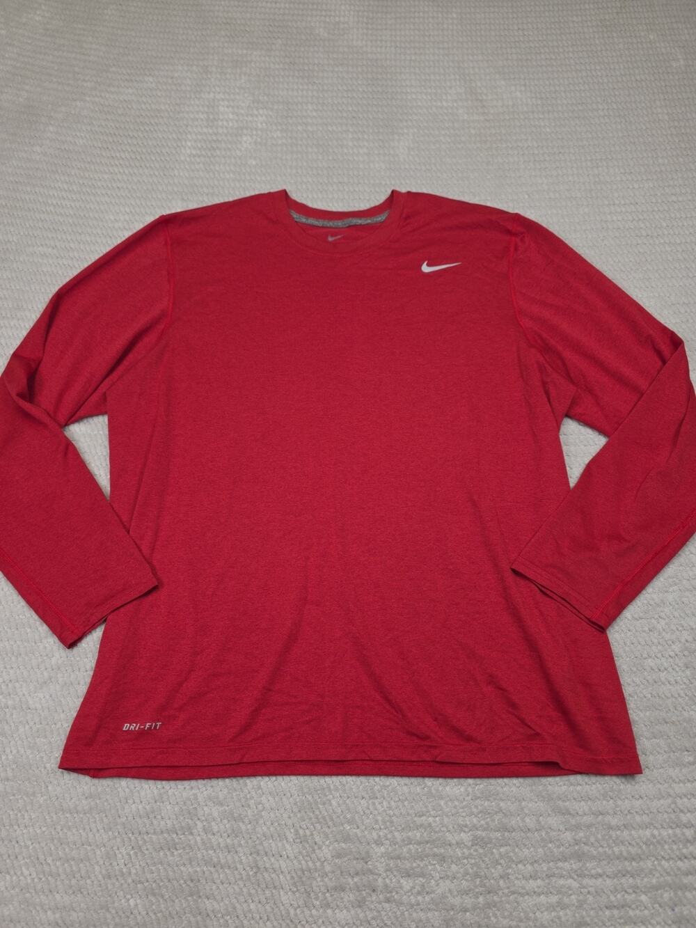 Nike Shirt Mens XL Dri Fit Performance Long Sleeve Red